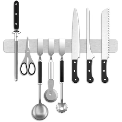 Produktbild von Messerhalter Magnetisch, 40 cm, Edelstahl, mit 3 Haken, für die Küche