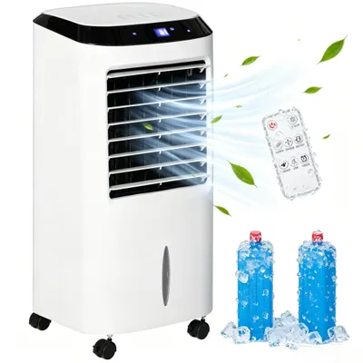 Produktbild von Turmventilator Mobiler Luftkühler 4-in-1 60W, Verdunstungskühler mit Wassertank 3 Geschwindigkeiten, 8h Timer, Mobile Klimaanlage, Oszillation