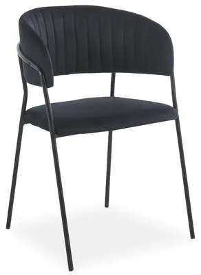 Image de MENZZO Lot de 8 chaises Tabata Métal Noir et Velours Noir