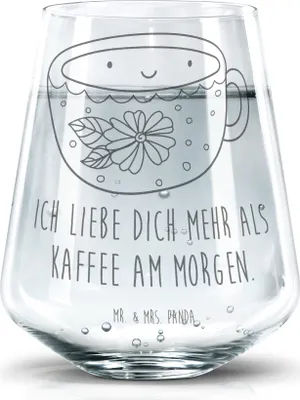 Produktbild von Mr. & Mrs. Panda Glas Kaffee Tasse - Transparent - Geschenk, Wasserglas, Trinkglas, Lustige Sprüche, Wasserbecher, Genuss, getränkebecher, Glücklich, Geschmack, Liebe