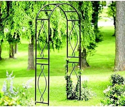Produktbild von Famanu Gartenbogen - Dekoration für Gehwege - Pflanzenstütze - Pulverbeschichtung - 99 x 40 x 229 cm - Schwarz