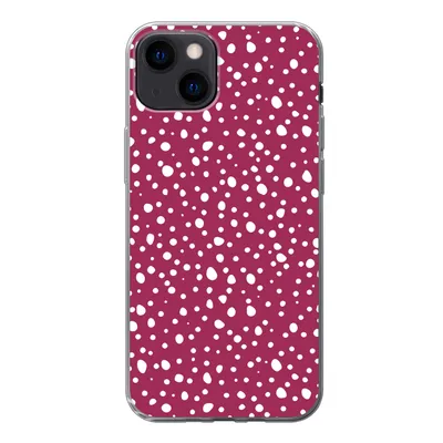 Produktbild von MuchoWow® Handyhülle Schutzhülle Hülle für iPhone 13 Tupfen - Rot - Weiß Silikon Softcase Handy Hülle - Karteninhaber