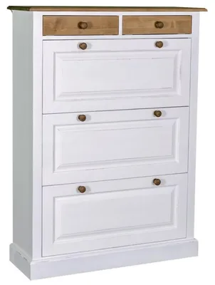 Immagine prodotto di Casa Padrino scarpiera in stile country anticato bianco / colori naturali 103 x 35 x h. 140 cm - Mobili in stile country