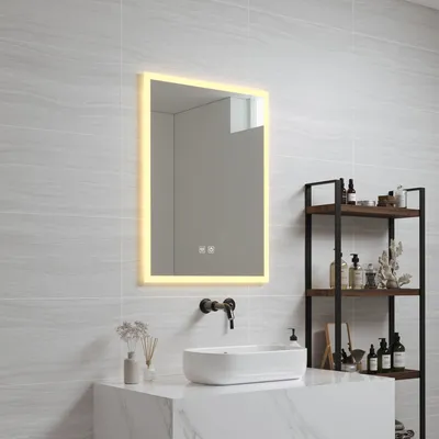 Zdjęcie produktu dla Lustro łazienkowe LED 'Scafa' ze 120 diodami LED Aluminiowa rama 45 x 60 cm Biały