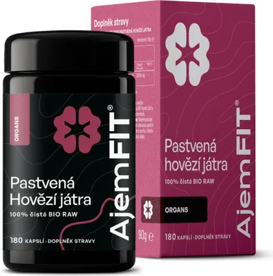 Obrázek produktu pro AjemFITRaw Hovězí Játra - 60/180 kapslí, Játra - Ajemfit: 180 kapslí - 90g