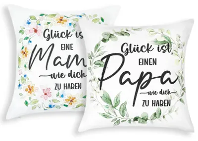 Produktbild von Kissenbezüge, 2er-Set, Geschenk zum Muttertag, Vatertag, Geburtstagsgeschenk für Eltern, Geschenkidee zum Muttertag, Weihnachtsgeschenk, Design, Dekoration