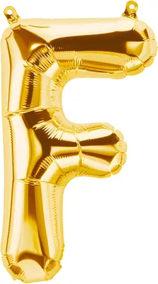 Immagine prodotto di Palloncino in foil con lettera F, color oro, 80 cm circa, per riempimento con aria compressa