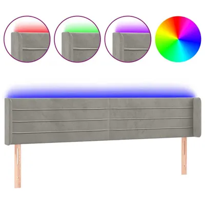 Zdjęcie produktu dla Zagłówek Do Łóżka Z Led, Jasnoszary, 163X16X78/88 Cm, Aksamit Lumarko!