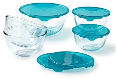 Produktbild von Set aus 5 Borosilikatglas Rührschalen mit Deckel