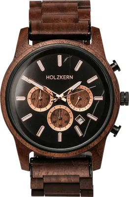 Holzkern Herrenuhr Quarz Chronograph Buschwerk Walnuss/Marmor 1