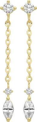 Produktbild von Elegante 9 Karat (375) Gold Damen - Paar Ohrringe mit Zirkonia - 3mm*23mm; TRS26469