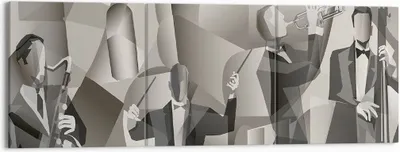 Produktbild von Bild auf Leinwand - Leinwandbild - Jazz Musik Musiker - 150x50cm - Wand Bild - Wanddeko - Leinwanddruck - Bilder - Kunstdruck - Wanddekoration - Leinwand bilder - Wandkunst - CA150x50-4119