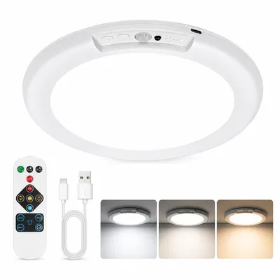 Produktbild von LED Deckenleuchte mit Bewegungsmelder, kabellos, 8000 mAh Akku, dimmbar, 3 Farbtemperaturen, Fernbedienung