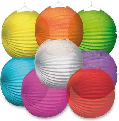 Zdjęcie produktu dla Papierowy lampion Przezroczysty średnica 25 cm, mix kolorów
