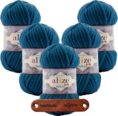 Produktbild von 5 x ALIZE Velluto 646 Mykonos Blue mit Label