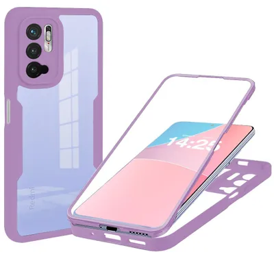 Produktbild von 360 Grad Rundum Schutz Handyhülle für Xiaomi Redmi Note 10 5G Full Cover Vollschutz Case Farbe: Violett