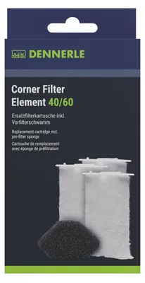 Produktbild von Dennerle Corner Filter Element 40/60, 3er-Pack - Ersatzfilterkartusche und Vorfilterschwamm