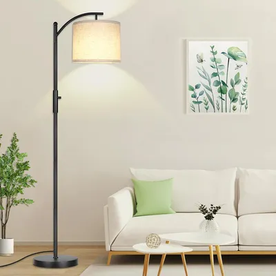 Zdjęcie produktu dla Lampa łukowa ściemnialna, czarna, regulowana wysokość, płynnie ściemnialna 0-100%, do salonu
