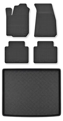 Produktbild von Gummimatten + Kofferraumwanne für Ford Focus MK4 2018- (Kombi, oberer Ladeboden) – Schwarz, Semi-Universal, angepasst – Wielganizator Semi-Universal