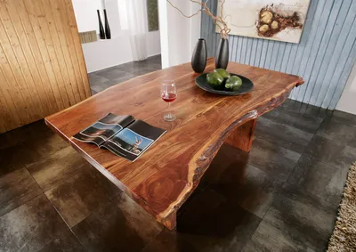 Produktbild von MASSIVMOEBEL24 Baumtisch Akazie 270x110x78 walnuss lackiert FREEFORM #113
