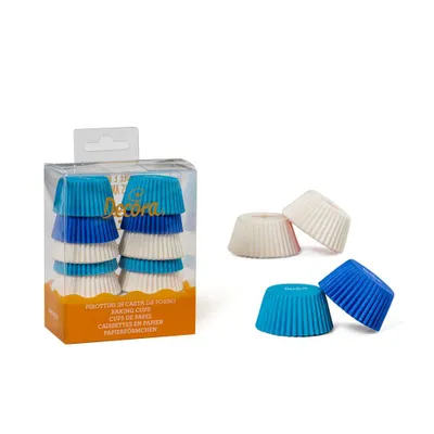 Produktbild von Mini-Muffinförmchen Blau und Weiß 200St. 3,2x2,2cm