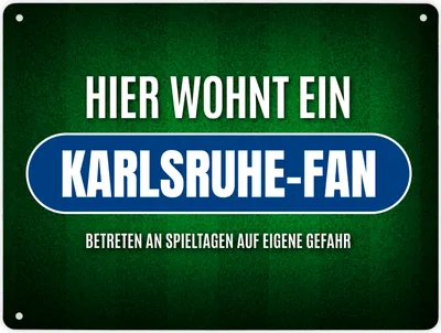 Produktbild von Hier wohnt ein Karlsruhe-Fan Metallschild XL mit Rasen Motiv Schild