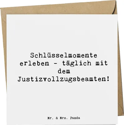 Produktbild von Mr. & Mrs. Panda Grußkarte Spruch Justizvollzugsbeamte Momente - Weiß - Geschenk, Schlüsselmomente, Glückwunschkarte, doppelkarte, Berufspassion, faltkarte, Ordnung