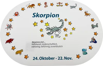 Produktbild von Platzmatte Sternzeichen Skorpion - Individuelles Astro-Design für Ihr Zuhause - Robustes Tischset Schwarz Bunt - 1 Stück
