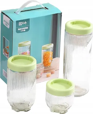 Produktbild von SET MIT 3 GLASBEHÄLTERN MIT DECKEL GLASBEHÄLTER 300/600/1000 ml