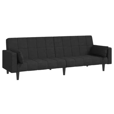 Zdjęcie produktu dla vidaXL Sofa 2-osobowa z 2 poduszkami czarna tkanina
