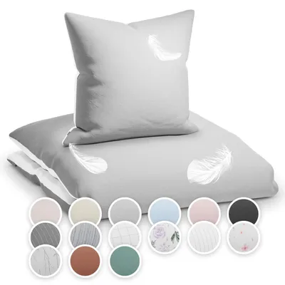 Produktbild von sleepwise Bettwäsche 200x200 Sommer Bettwäsche 3tlg- , Traumhaft Weich, Atmungsaktiv, Bügelfrei & Knitterfrei - Bettbezug Set aus weicher Mikrofaser mit 65x65cm Kissenbezüge, Grau /Weiß