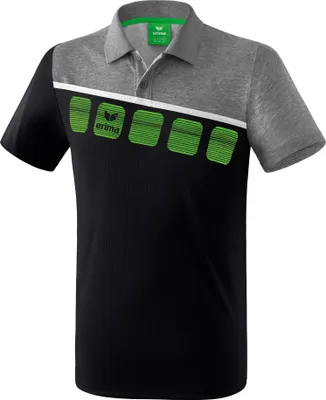 Produktbild von Erima 5-C Poloshirt Herren - Schwarz / Grey Melange / Weiß