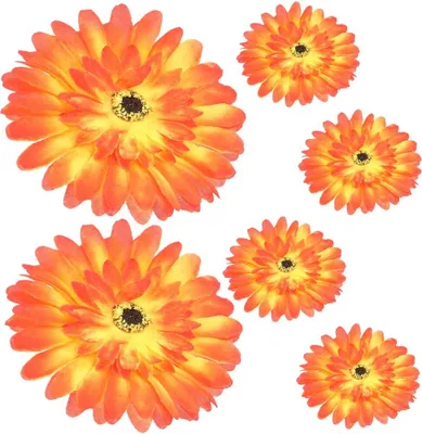 Produktbild von Dekolo Künstliche Pflanzen Deko Kunstblumen Gerbera-Blütenköpfe 6 Stück Orange