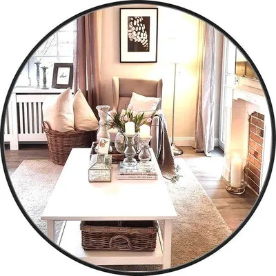 Image de Miroir mural en aluminium 60 cm, haute définition, incassable, noir