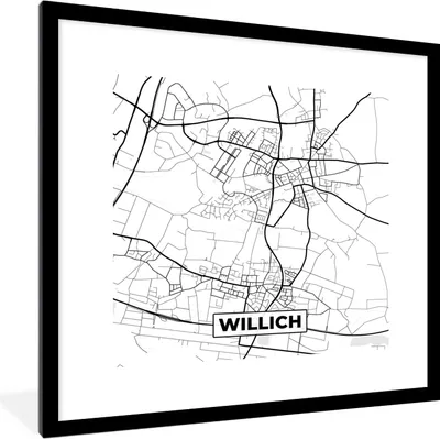 Produktbild von MuchoWow® Gerahmtes Poster Willich - Karte - Stadtplan 40x40 cm - Poster mit Schwarzem Bilderrahmen Wandposter Rahmen Foto Bilder - Poster - Plakat im Rahmen
