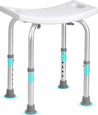 Obrázok produktu pre Sprchová stolička Sprchová stolička 360-485 mm výškovo nastaviteľná, Stolička do vane Sedadlo do vane 158,8 kg nosnosť, Stabilná sprchová stolička Sprchová pomôcka do vane Rám z hliníkovej zliatiny, Sedadlo do vane Stolička do vane Biela