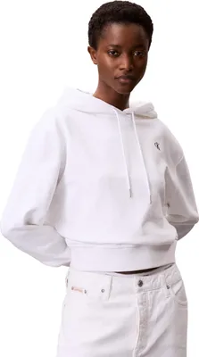 Produktbild von Calvin Klein Damen Hoodie Ck Embroidery mit Kapuze, Weiß (Brilliant White), XS