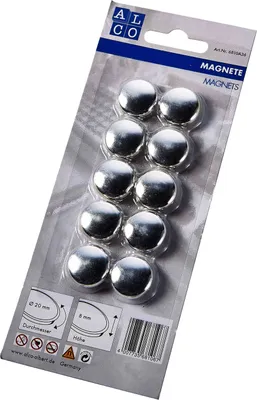 Produktbild von Haftmagnet Metall Kunststoff 20mm silber VE=10x10 Stück