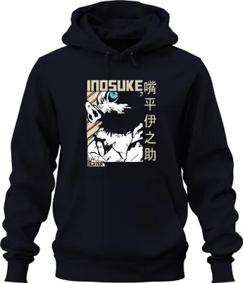 Obrázek produktu pro Inosuke Demon Slayer Wild Boar Mask Anime Fan Gift Japan Y2K Streetwear Uni mikina s kapucí, Navy, XXL