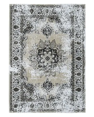 Zdjęcie produktu dla BELIANI Dywan beżowo-szary bawełniany 140 x 200 cm wzór orientalny z efektem postarzania