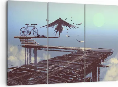 Produktbild von Bild auf Leinwand - Leinwandbild - Vogel Fahrrad modern - 105x70cm - Wand Bild - Wanddeko - Leinwanddruck - Bilder - Kunstdruck - Wanddekoration - Leinwand bilder - Wandkunst - CE105x70-3721