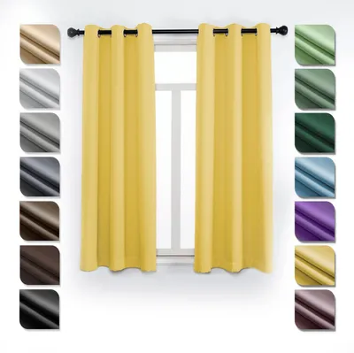 Obrázek produktu pro Zatemňovací závěsy s poutky, žluté, 224 x 140 cm