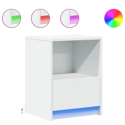 Image de Armoire de chevet avec lumières LED blanc bois d'ingénierie