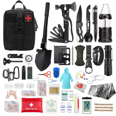 Produktbild von Survivalkit 206-teiliges Set - Notfallrucksack - Überlebenswerkzeuge - Outdoor Abenteuer