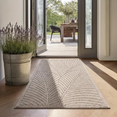 Productafbeelding van Korte, smalle vloerkleed, 80x150 cm, beige, geschikt voor woonkamer en slaapkamer