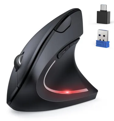 Zdjęcie produktu dla Bezprzewodowa, pionowa mysz Bluetooth z funkcją wibracji, 4800 dpi, cicha mysz do laptopa/komputera/Mac/tabletu