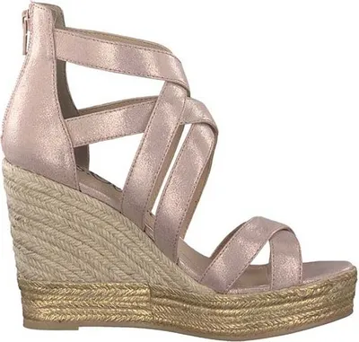 Produktbild von S.Oliver Damen Sandalen aus rosa Leder mit Korkabsatz 38