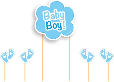 Produktbild von 5-tlg. Tortendeko Set Baby Boy