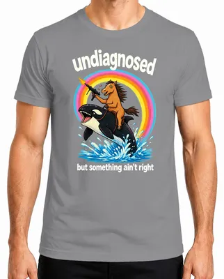 Produktbild von Undiagnosed But Something Ain't Right Pferd Statement Sarkasmus Herren T-Shirt, Grau, M
