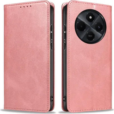 Produktbild von Handyhülle für Xiaomi Redmi 14C Kunstleder Flip Cover Hülle Handytasche Case Kartenfach Farbe: Rosa